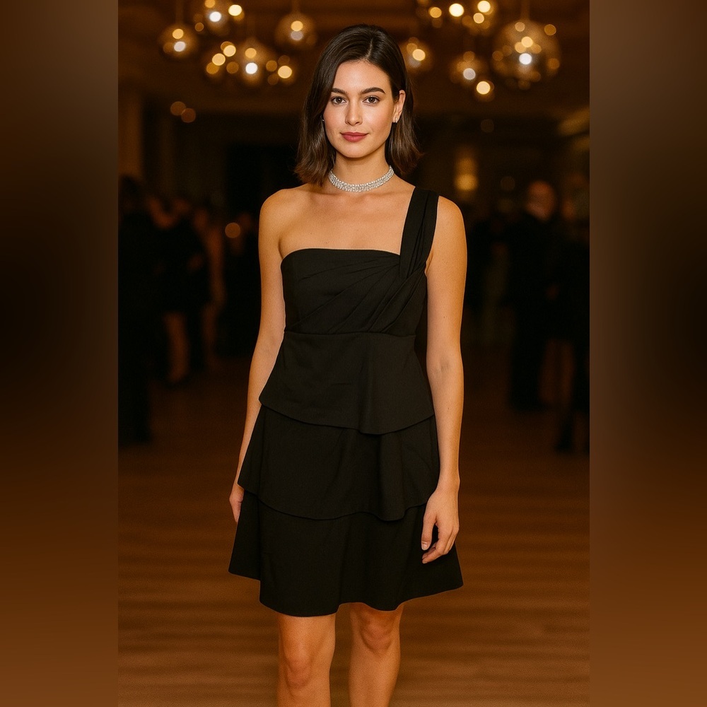 Robert Rodriguez Black One-Shoulder Dress